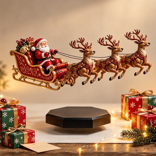 Floating Santa sleigh, magic on your table
